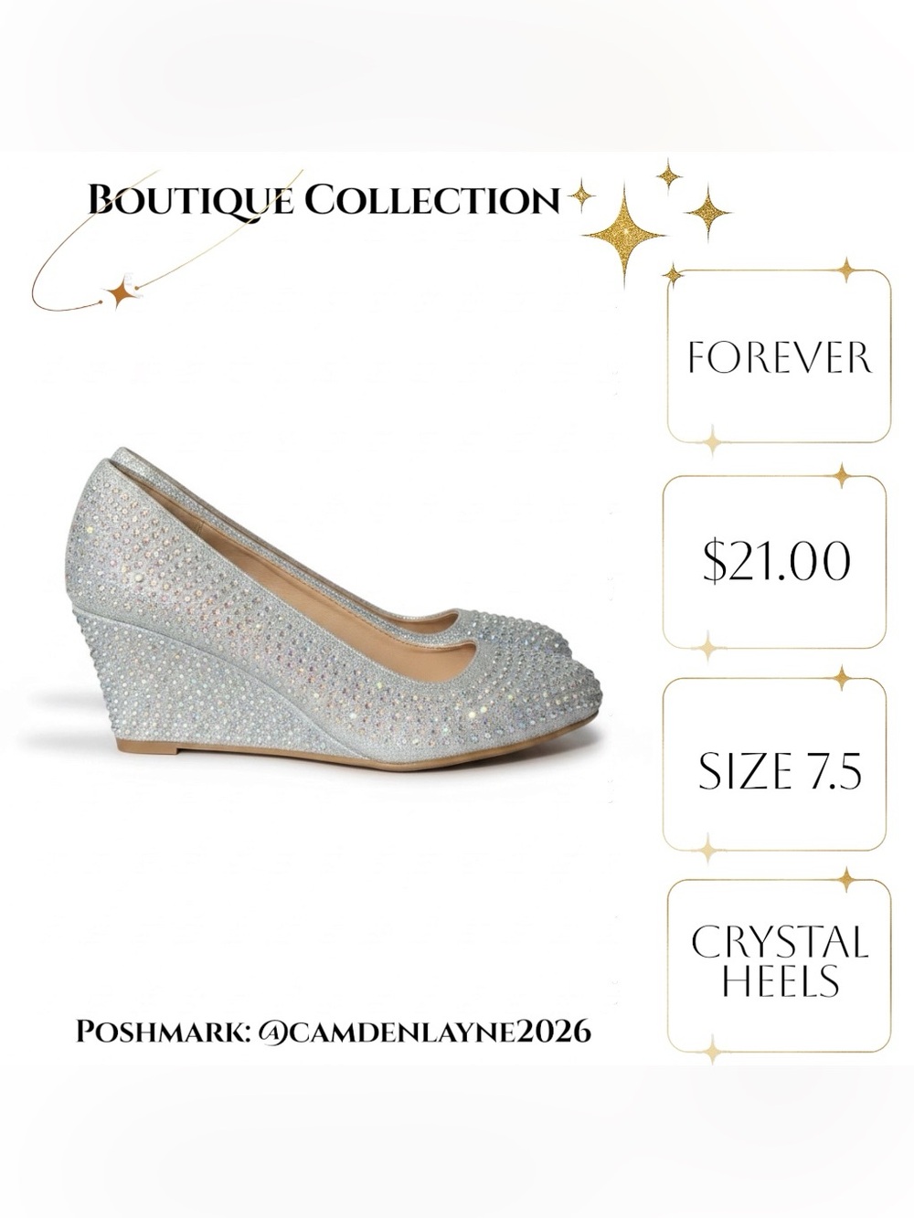 Forever Silver Crystal-Studded Wedge Heels - Picture 2 of 6